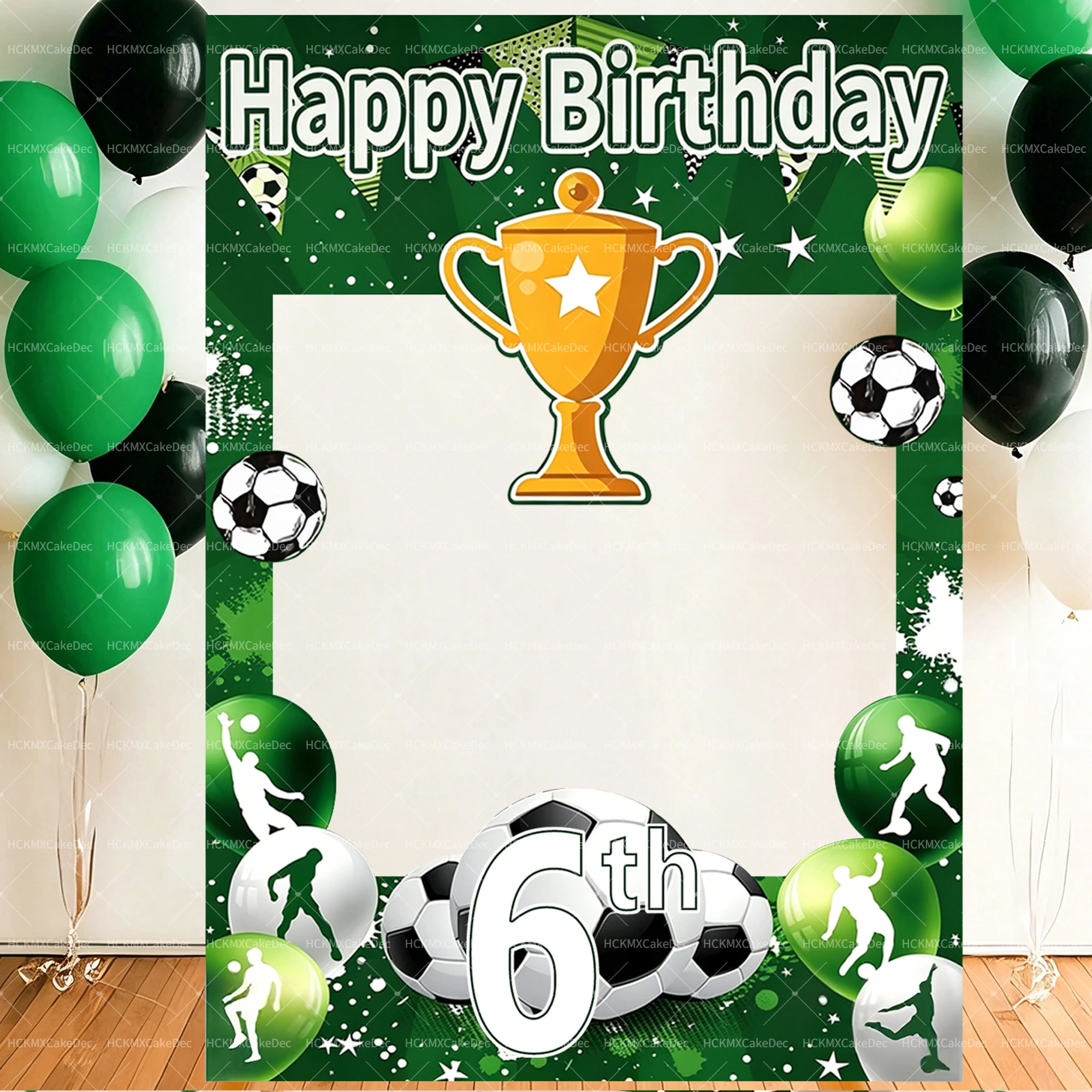 1pc 축구 트로피 생일 축하 장식 사진 프레임 1/3/4/6/7/10번째 파티 축구 사진 프레임 장식 소품