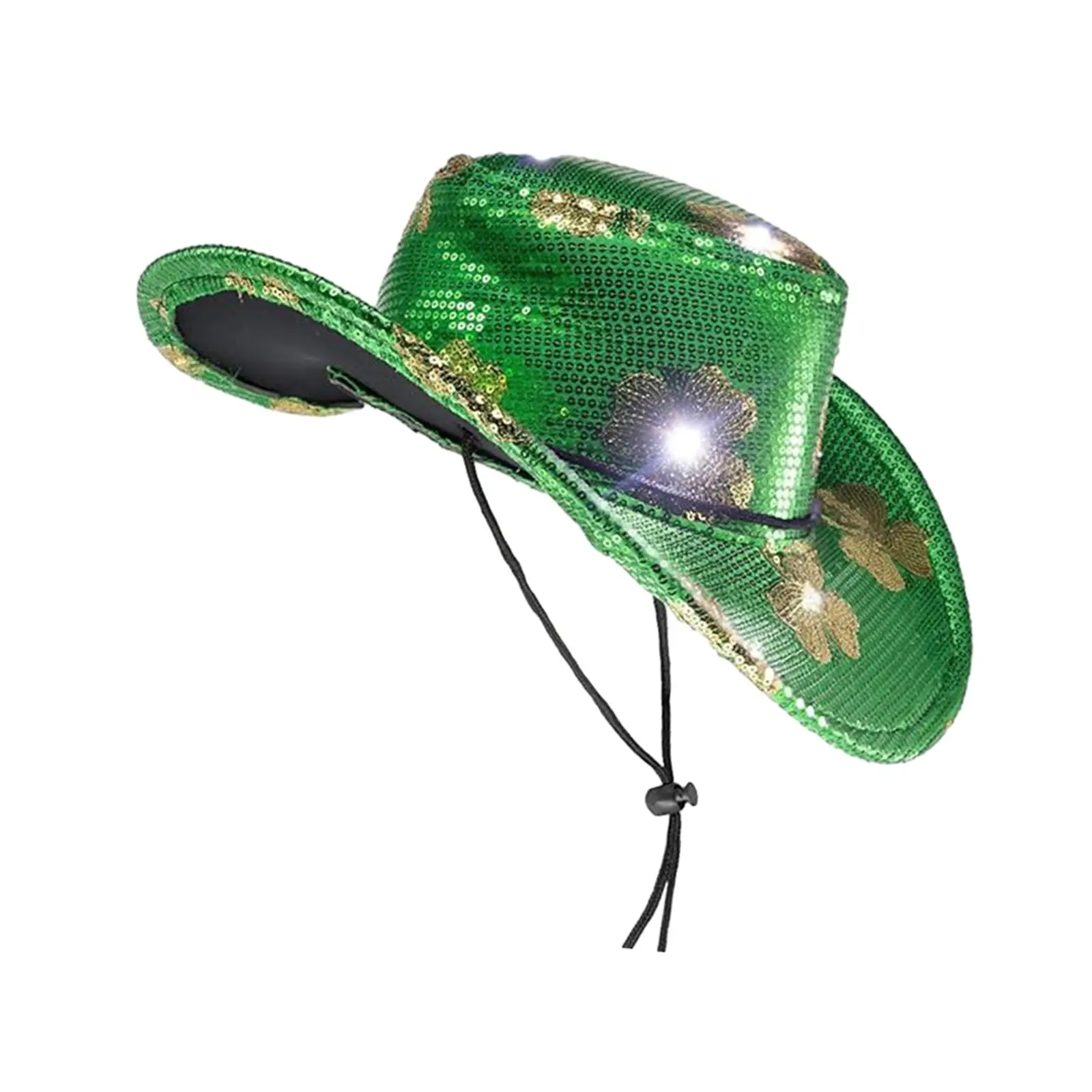 ST Patricks Day Hats LED Light up  Hat Sparkly Western Cowgirl Hat for Mardi Gras Prom Cosplay Masquerade Party Supplies