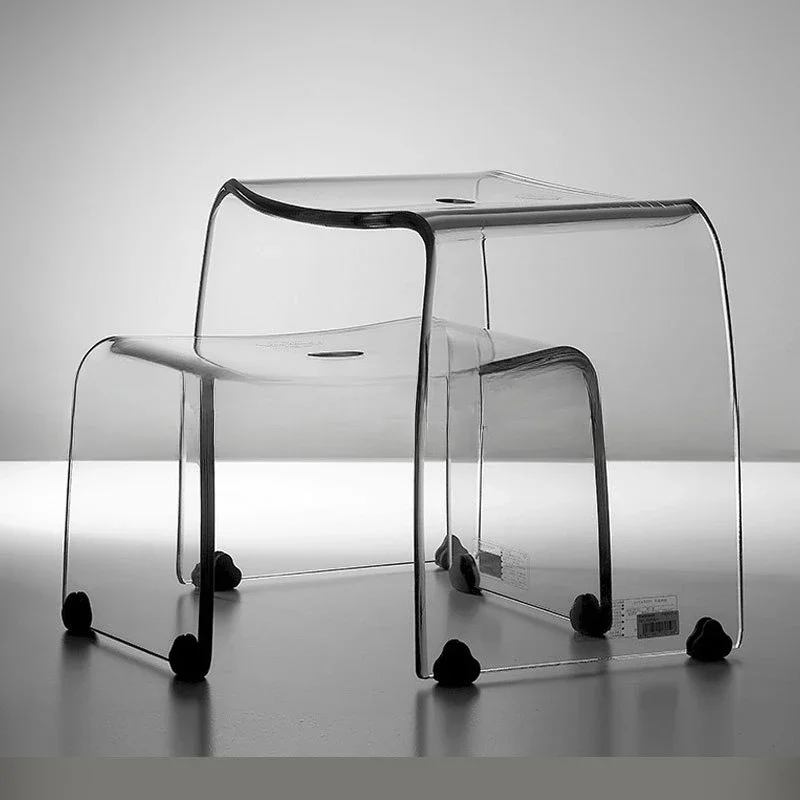 Online celebrity acrylic low stool for shoes modern household bathroom waterproof anti-slip Japanese bathroom stool bath stool.