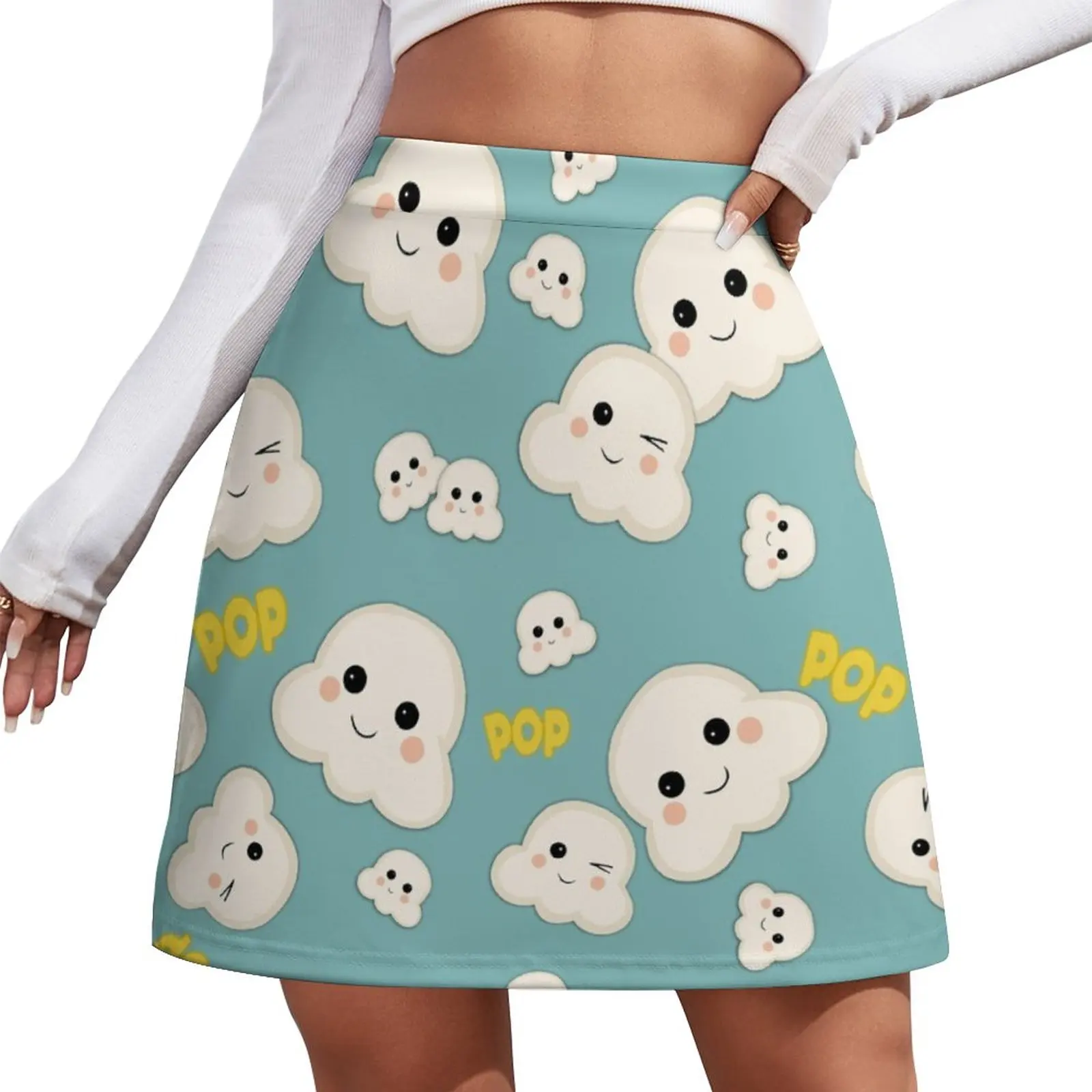 Cute Kawaii Popcorn pattern Mini Skirt womens clothing dress women summer Summer women's clothing