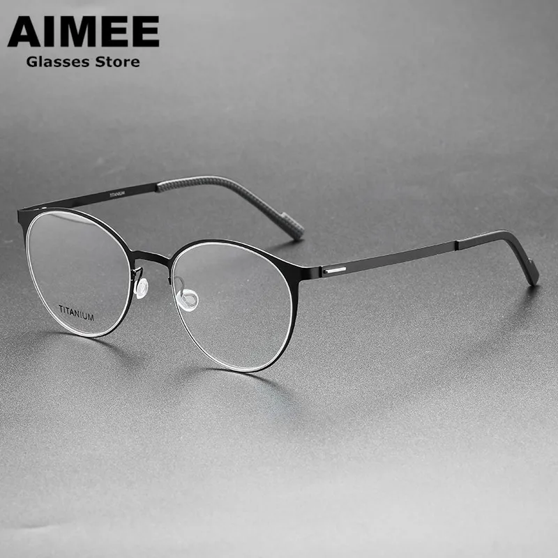 

Denmark Brand Retro Round Screwless Titanium Glasses Frame Men Women Ultralight Optical Prescription Eyeglasses 8001 Spectacles