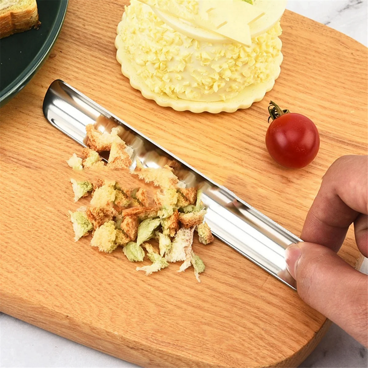 T03C-Stainless Steel Table Crumb Sweeper Restaurant Crumb Sweeper with Pocket Clip Table Cleaning Tool for Home Service