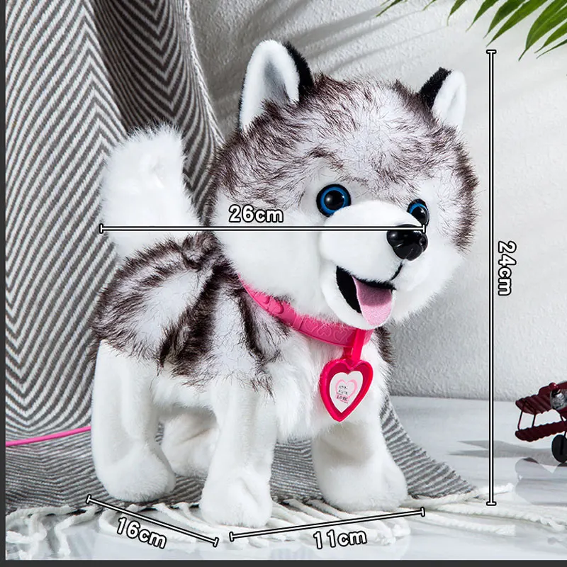 Robot Dog Toy Electronic Plush Puppy Electric Sing Songs Animal Walk Bark Music Huskie Leash Controled Pet Kids Birthday Gift