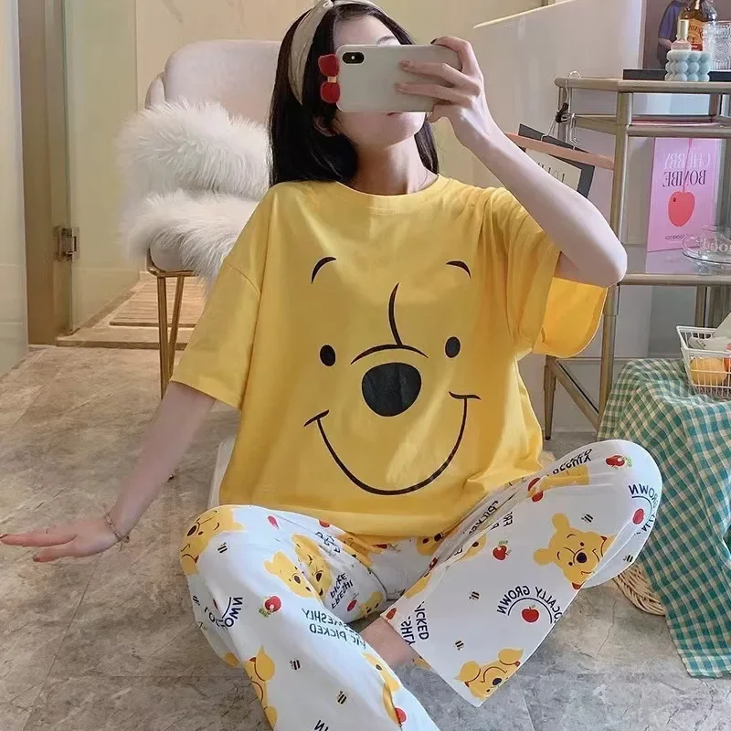 

Women Pajamas Sets Summer Autumn 2 Pieces Pjs Sleepwear Cartoon Pyjama Loungewear Ladies Pijama Mujer Homewear Home Clothing