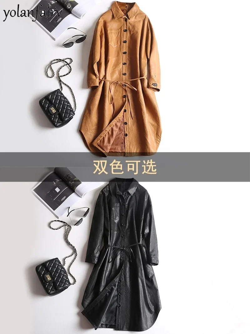 Real Leather Jacket Women Clothing Sheepskin Fashion Trench Coat Ladies Midium Casual Windbreaker Female Leather Jacket FCY1926