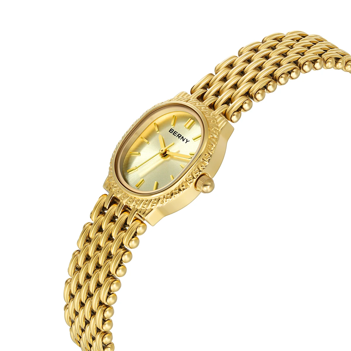 Berny Frauen Quarzuhr Gold kleines Zifferblatt Armbanduhr Luxus elliptische Armbanduhr wasserdichte einfache Retro Kleider uhr für Frauen