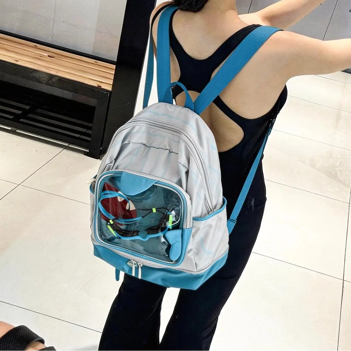 상어 수영 특수 가방 방수 건식 습식 분리 어린이 수영복 보관 가방 휴대용 대용량 여행 배낭