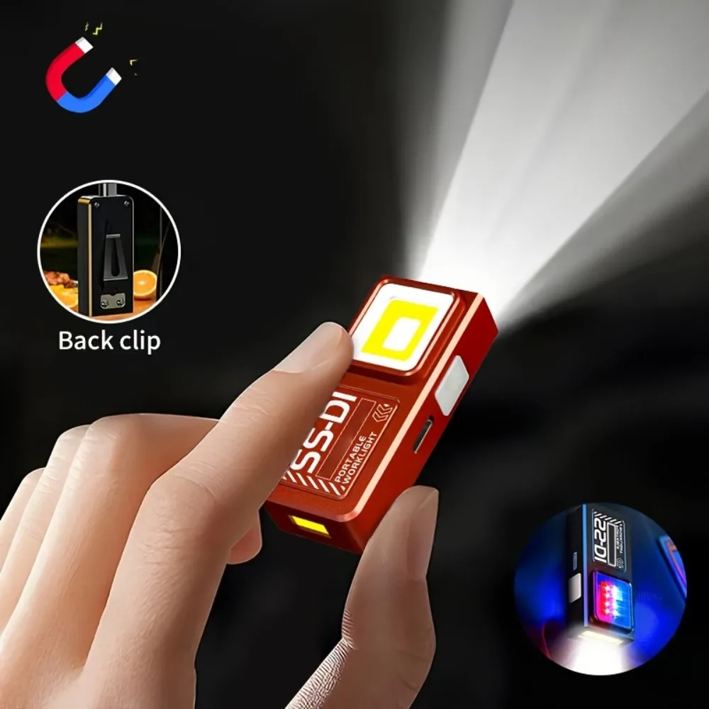 Mini COB LED Flashlight USB Rechargeable Powerful Working Light with Clip Magnet Waterproof EDC Camping Walking Pocket Torch