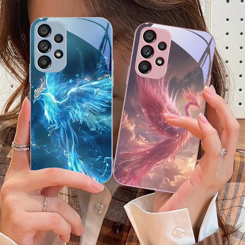 Golden Phoenix Unfolding Tempered Glass Phone Case