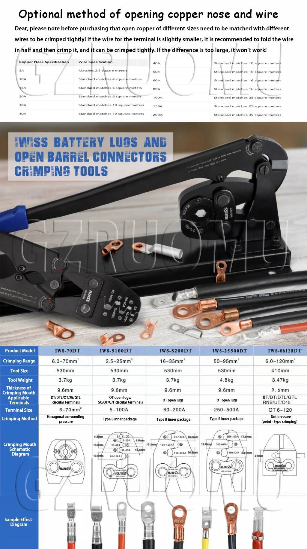 Desktop IWS - 8200DT OT Open Nose Crimping Pliers U shaped Cold pressed Terminal