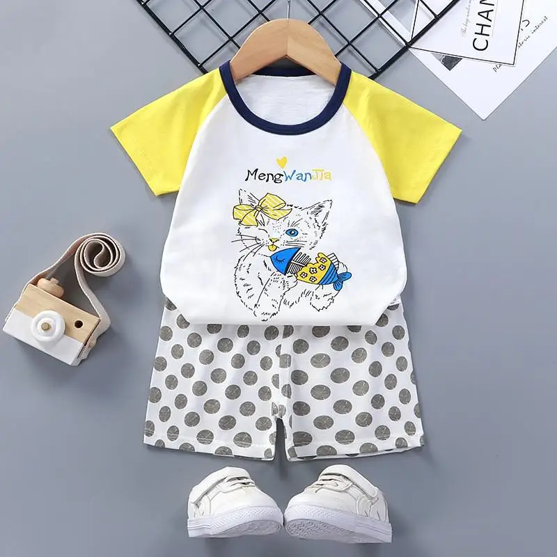 Baby Clothing Set expensive 2022 Toddler Costume Baby Girls 2 Piece Set Summer Short Sleeved T 100% Cotton Cartoon Children's Clothes Newborn Baby Outfits baby clothes set gift Baby Clothing Set