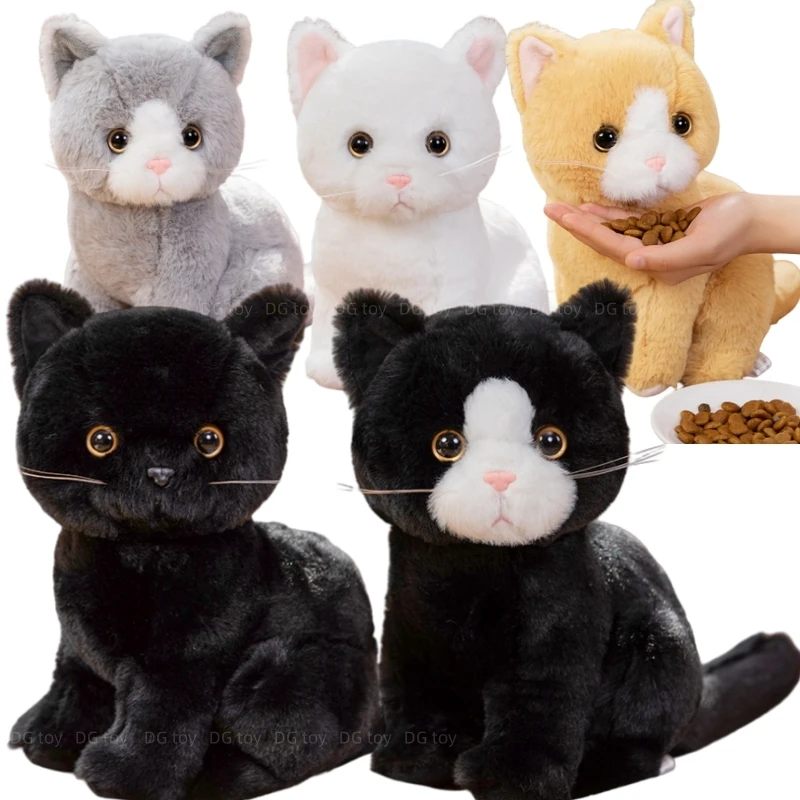 26cm simulación gris blanco negro gato de peluche de juguete de