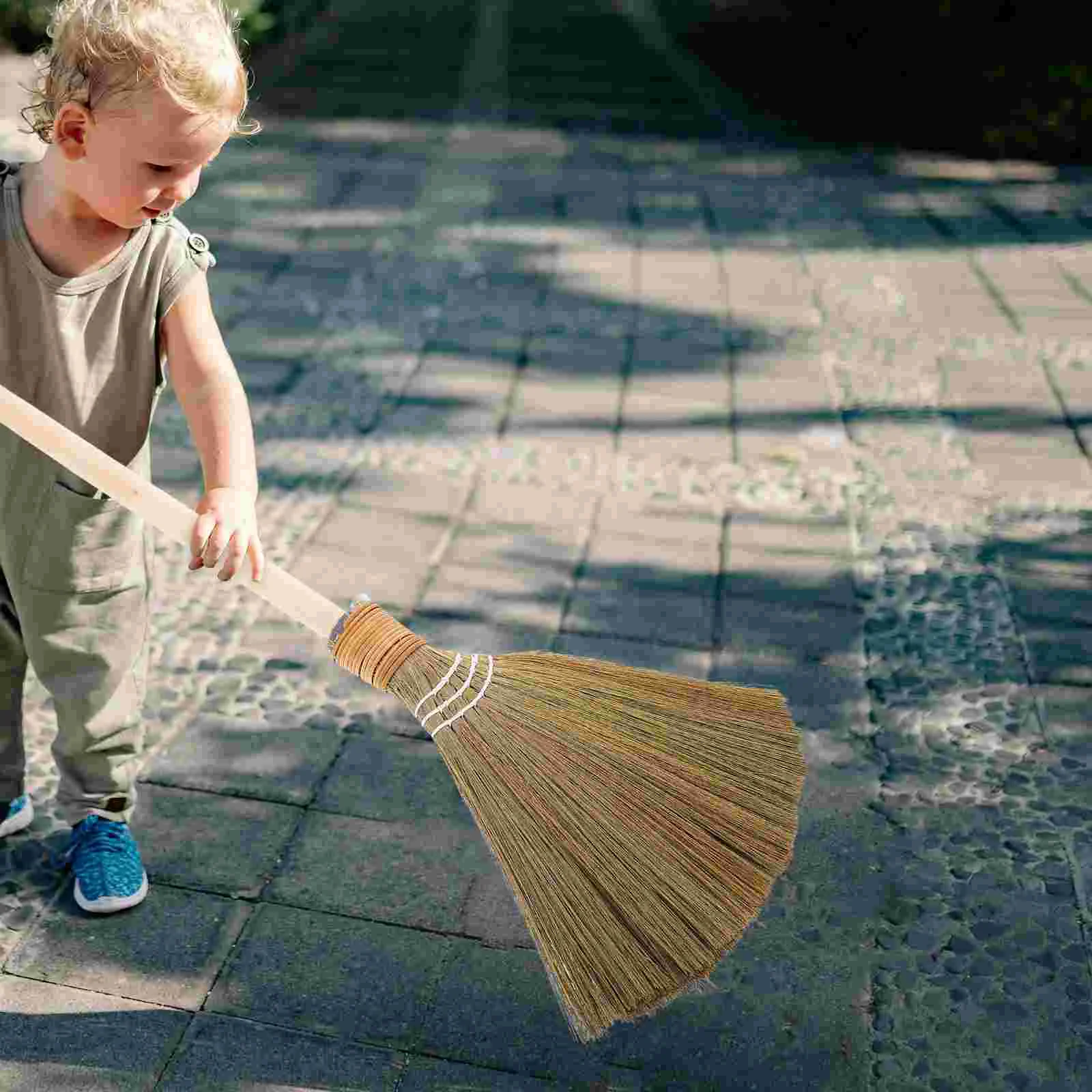 Straw Bamboo Broom Broomstick Corn with Wood Handle Whisk Wedding for Jumping Ceremony Small