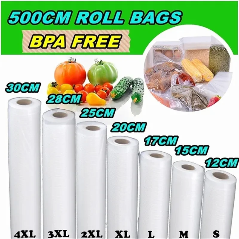 9 Size Kitchen Vacuum Sealer Bags Reusable Rolls Fresh-keeping