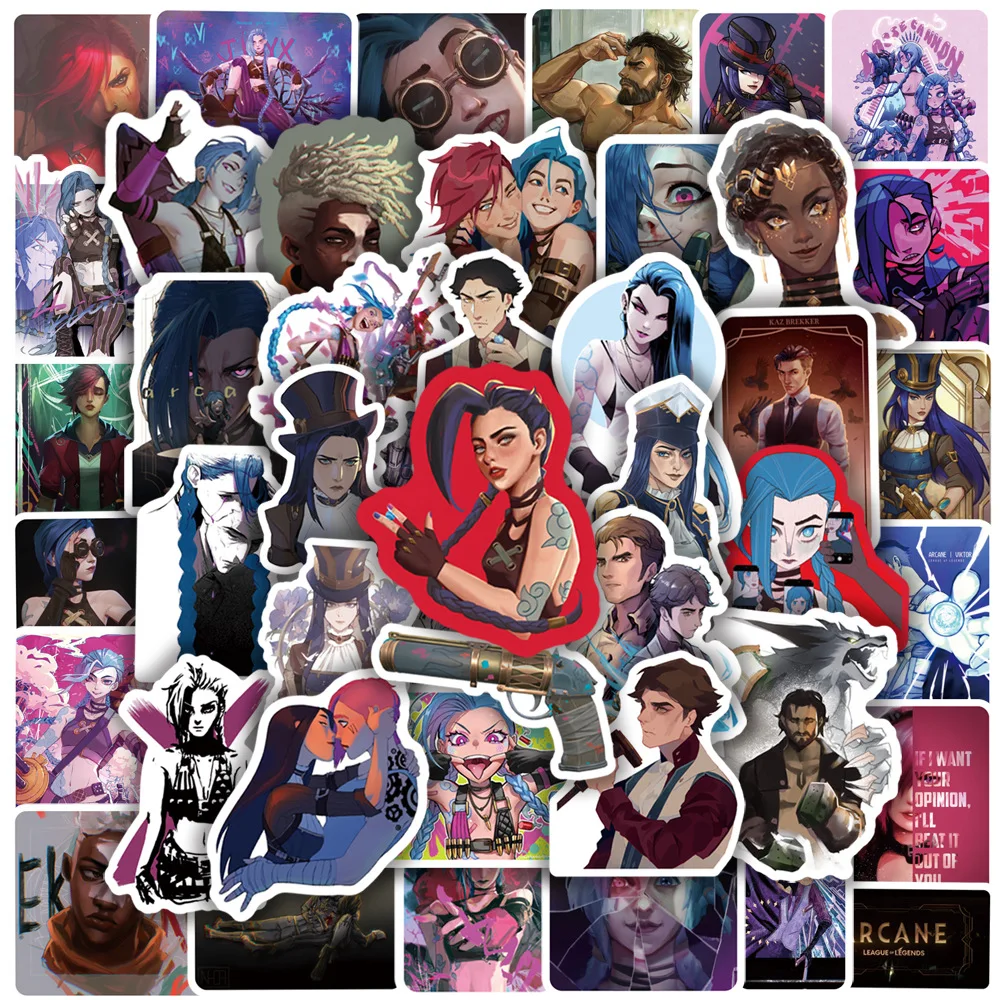 50 Pz League Of Legends Arcane Cancelleria Adesivi Videogioco The Piltover Enforcer Vi Jinx Kineks Casco Creativo Decalcomania Dei Bagagli
