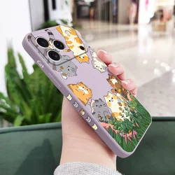 Charming Cat Design Liquid Silicone Phone Case with Soft Cover - iPhone 13 Mini (Light Purple)