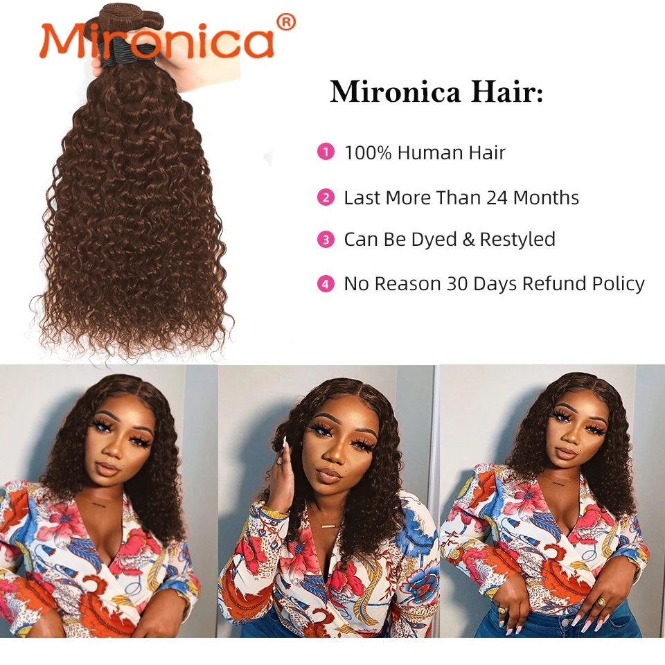 4# Human Hair Bundles Water Curly Human Hair Weave Bundles