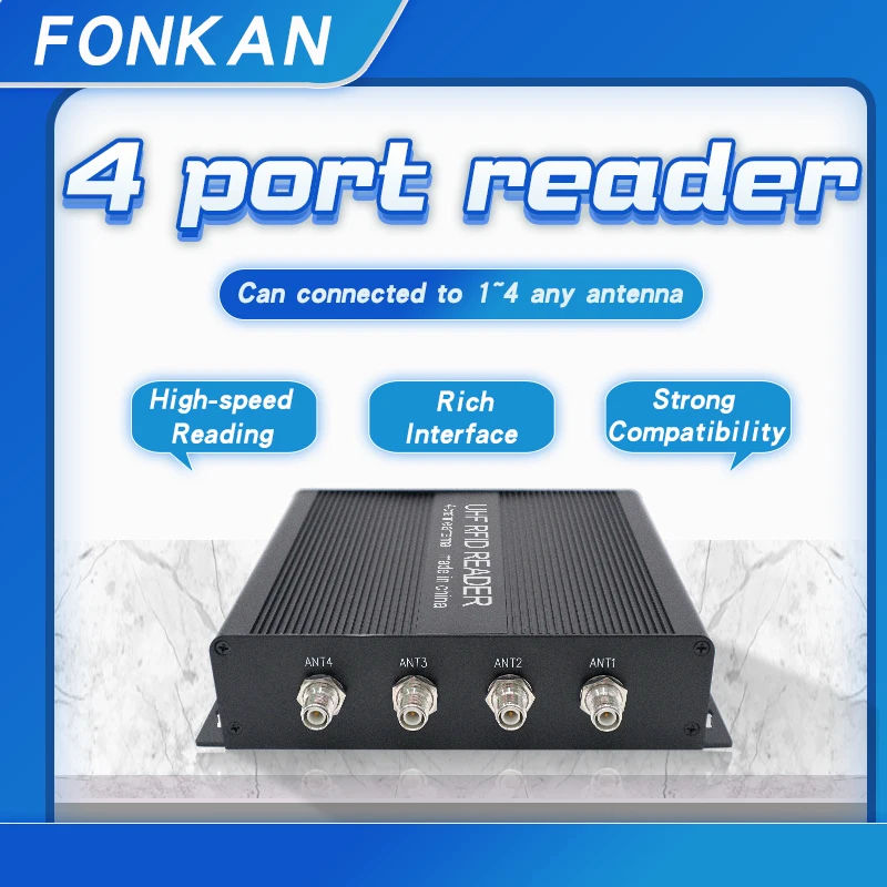 

FONKAN 4-портовая антенна E710 модуль RJ45 RS232 RS485 WG26/34 коммуникация промышленный фиксированный Считыватель Rfid пассивный UHF считыватель