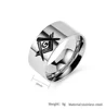10mm Black Gold Plated Stainless Steel Men's Freemasonry Band Ring Cool Quality Titanium Mason Ring 3