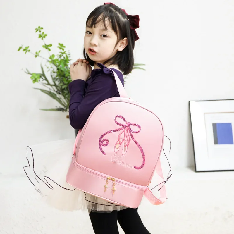 Kids Lightweight Sequins Backpack for Latin Ballet Dance School