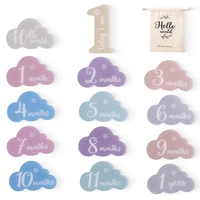 1Set Baby Acrylic Number Milestone Card For Newborn Cute Cloud Shape Photography Props Accessories Month Cards Sticker Baby Gift 1