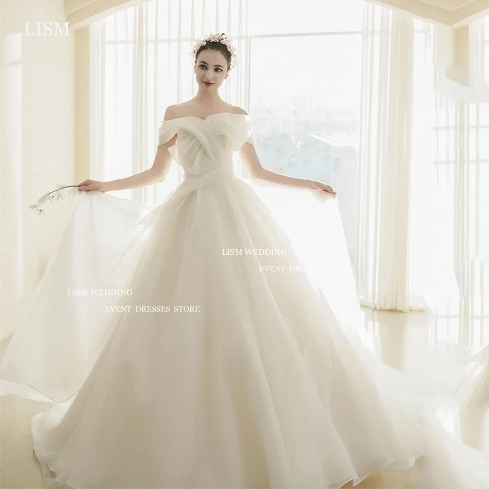 

LISM Simple Organza A-Line Korea Wedding Dresses Photo Shoot Off The Shoulder Bridal Gowns Corset Back Vestidos De Novia 2024