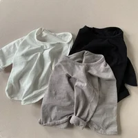 New Arrival Bamboo Cotton Long Sleeve T-Shirt for Spring/Autumn Unisex Kids, Korean Style Pure Cotton Base Shirt Baby Top 1