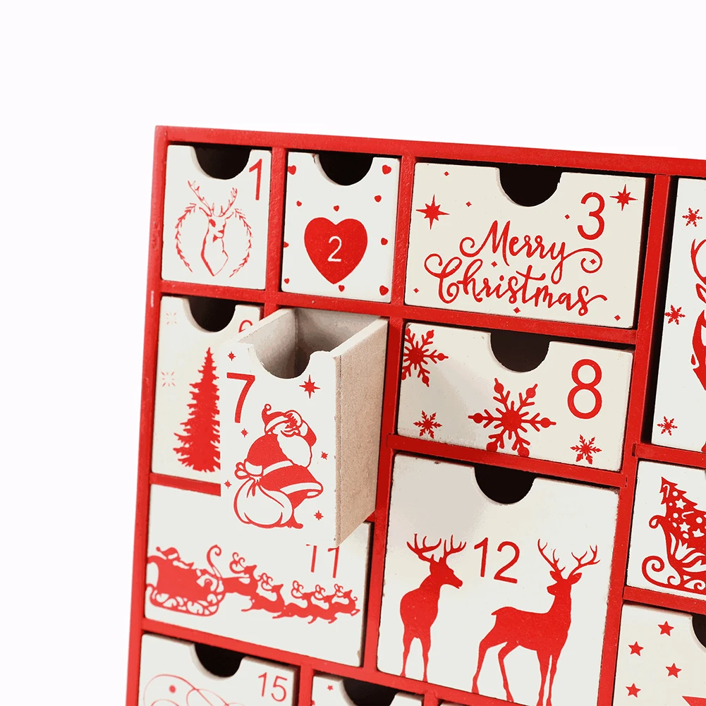 Christmas Wooden Advent Calendar With 24 Drawers Countdown To Home Christmas Decoration Calendar Ornament Xmas Gift for Kids