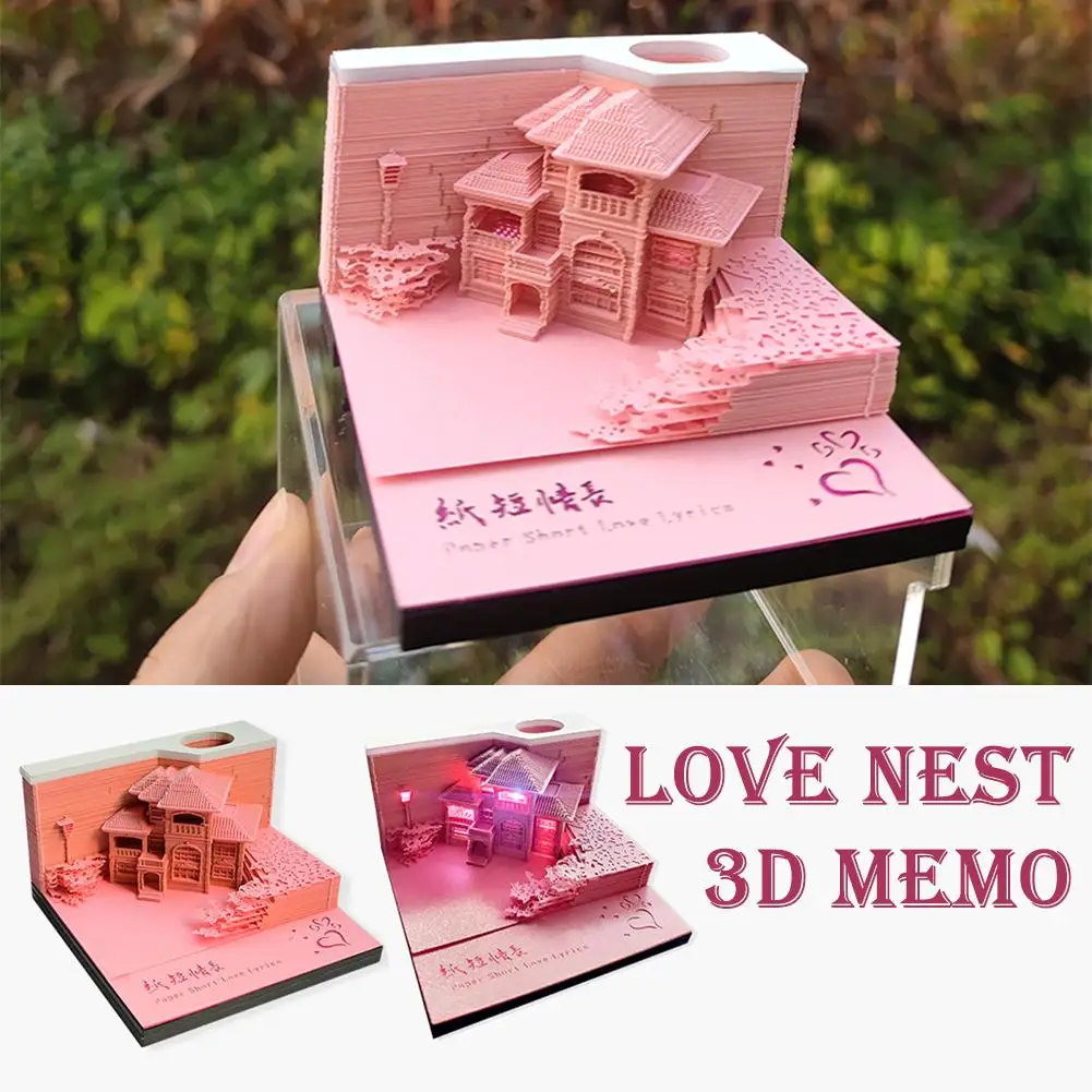 Love Nest 3D 메모장 미니 모스크 모델 종이 조각 아트 스티커 메모 종이, 사무실 장식 액세서리, 드로잉 노트북, 신제품