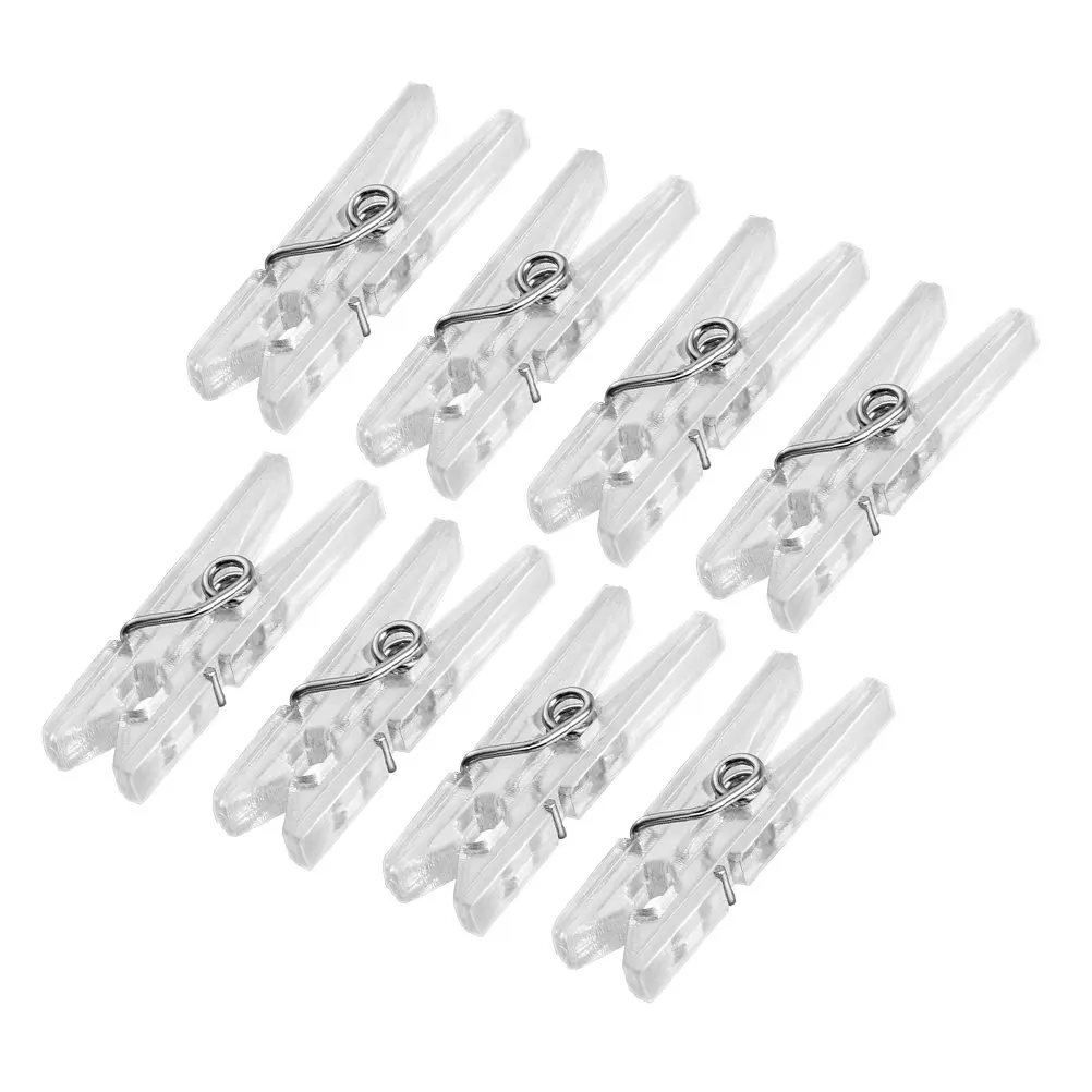 100Pcs 작은 빨래집게 옷용 투명 플라스틱 스프링 걸이 클립 칩 가방 사진 걸이 메모 클립