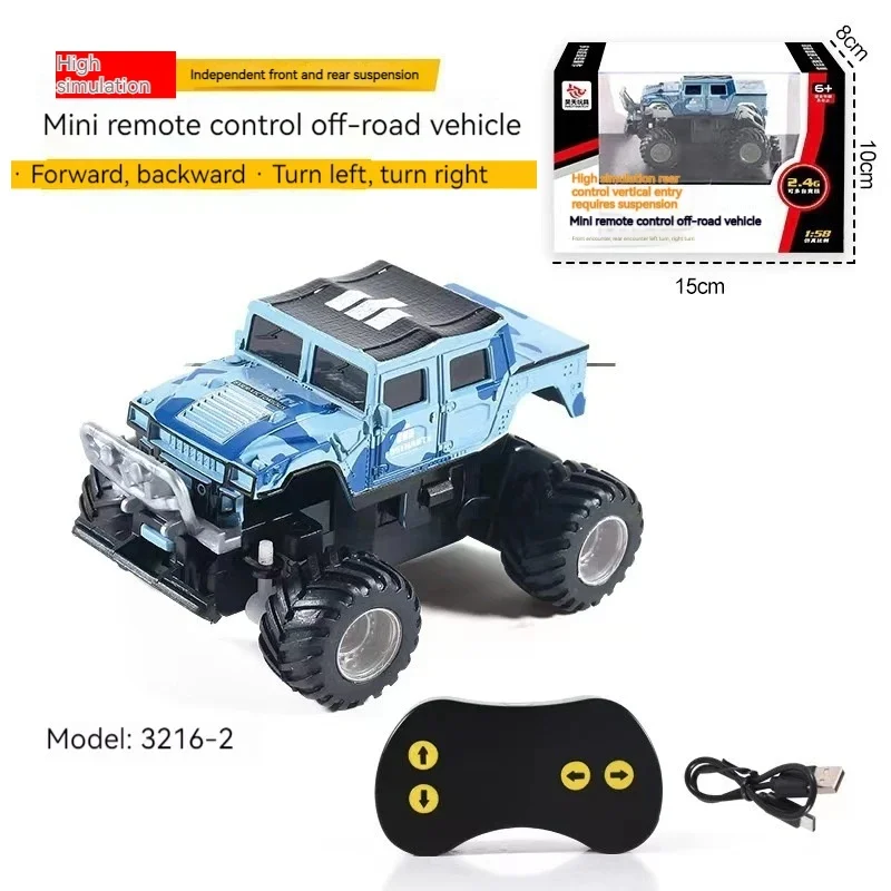 1:58 Mini RC Four-Wheel Drive Monster Truck Off-Road Car 2.4g Children'S Remote Control Toy Car Pickup High-Speed Car Children T 5
