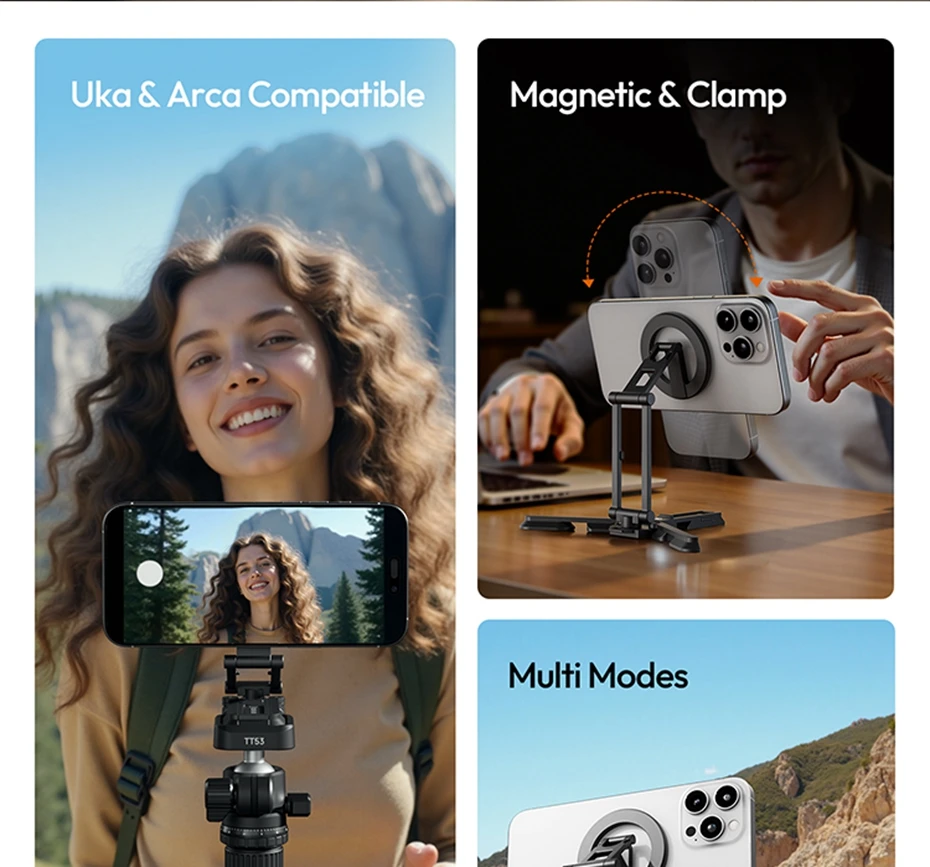 Foldable Phone Stand with Magnetic Ring / Phone Clip Mount Tripod Selfie Mantis