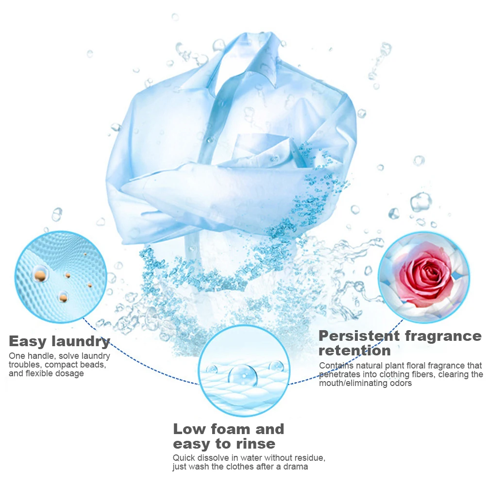 100Pcs Detergent Liquid Capsule Ball Anti Static Wash Scent Booster Beads Lasting Household Cleaning Tools