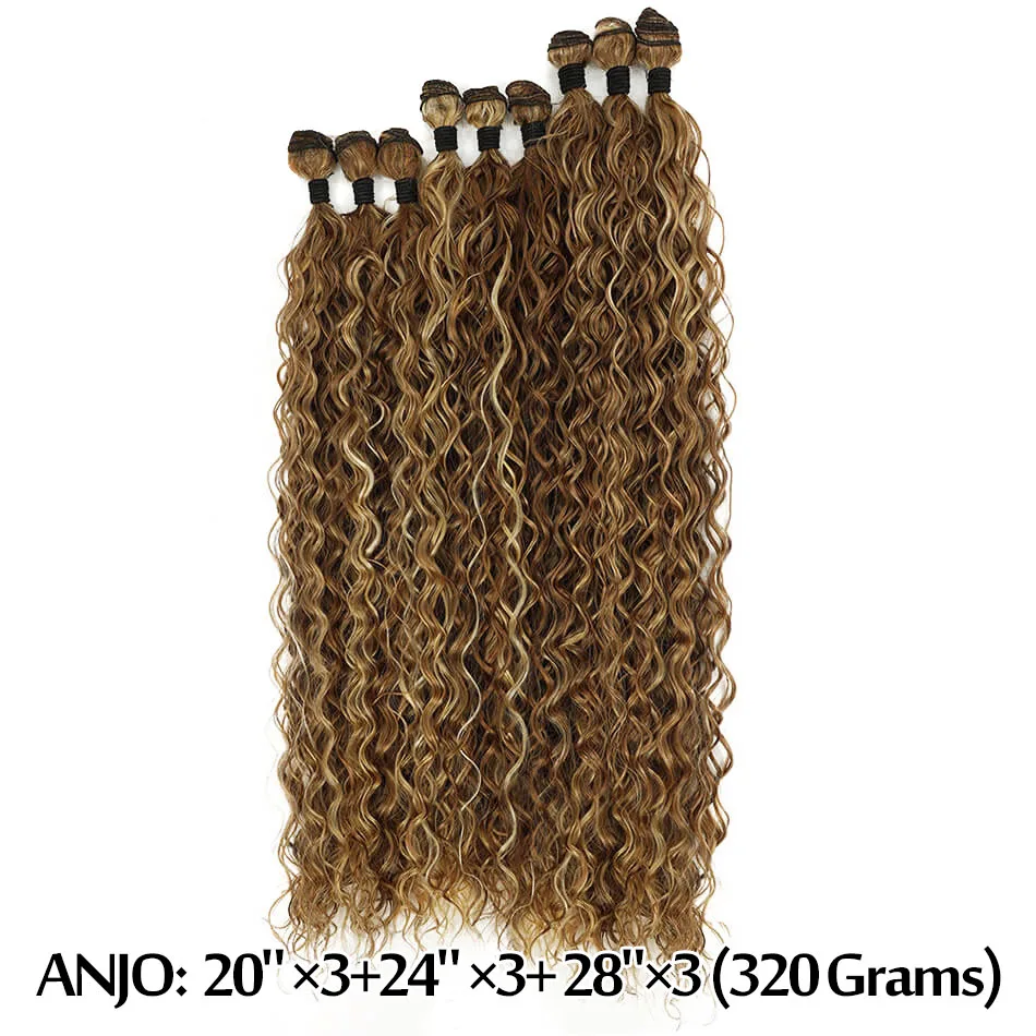 Synthetic Long Jerry Curly Bundles Organic Fiber Curly Natural Hair Extensions 20 24 28Inch Ombre Color 9Pcs Heat Resistant Wave 2
