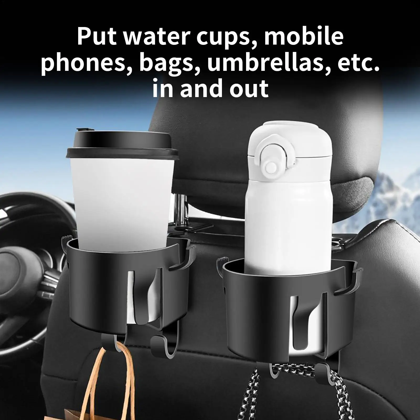 Cup Holder for Back Seat of Car Car Seat Hooks for Headrest Multifunctional Organizer Accessories for Interior Beverage Bottle