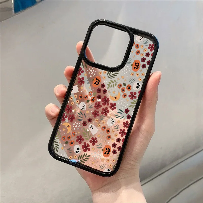Transparent Shockproof Halloween Pumpkin & Skull Phone Case