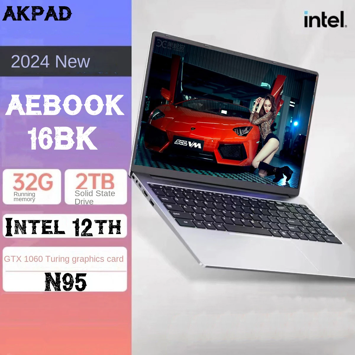 

Ноутбук 2024 AKPAD Intel 12Th N95 NVIDIA GeForce GTX 1060 4G Windows 10 11 Pro офисный ноутбук с Bluetooth 16 ГБ 32 ГБ 16 дюймов IPS