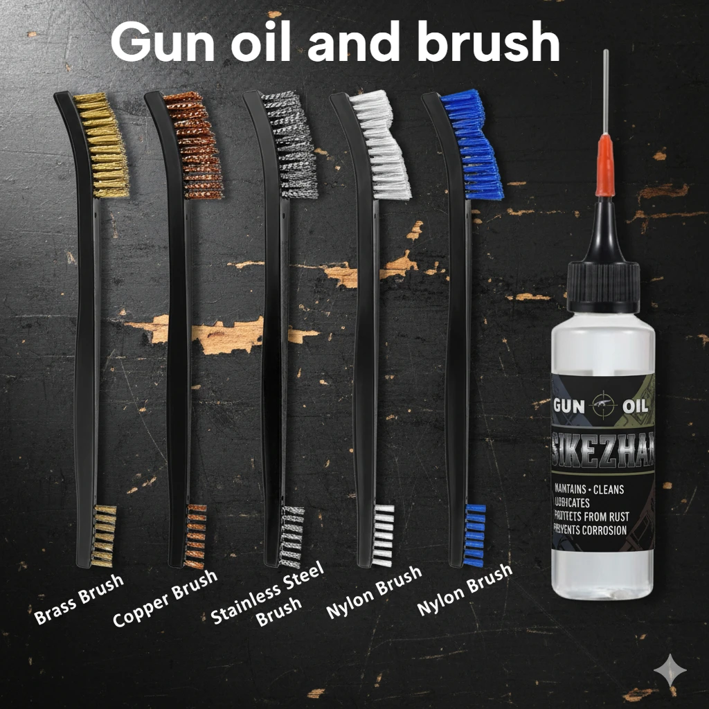 Universal Double Ended Gun Cleaning Brush Set Nylon Brass Wire Brushes Kit Tactical Pistol Rifle Shotgun Hunting Accessories