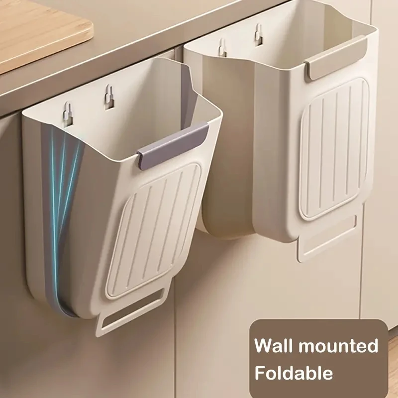 Trash Can Foldable Hanging Trash Can Kitchen Cabinet Door Hanging Garbage Storage Bucket Thickened And Large Diameter More Durable 1pc