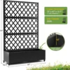 Metal Planter Box with Diamond Lattice Trellis Planter Box for Climbing Plants/Vines, Garden Bed with Trellis(73"x47" Black) 3