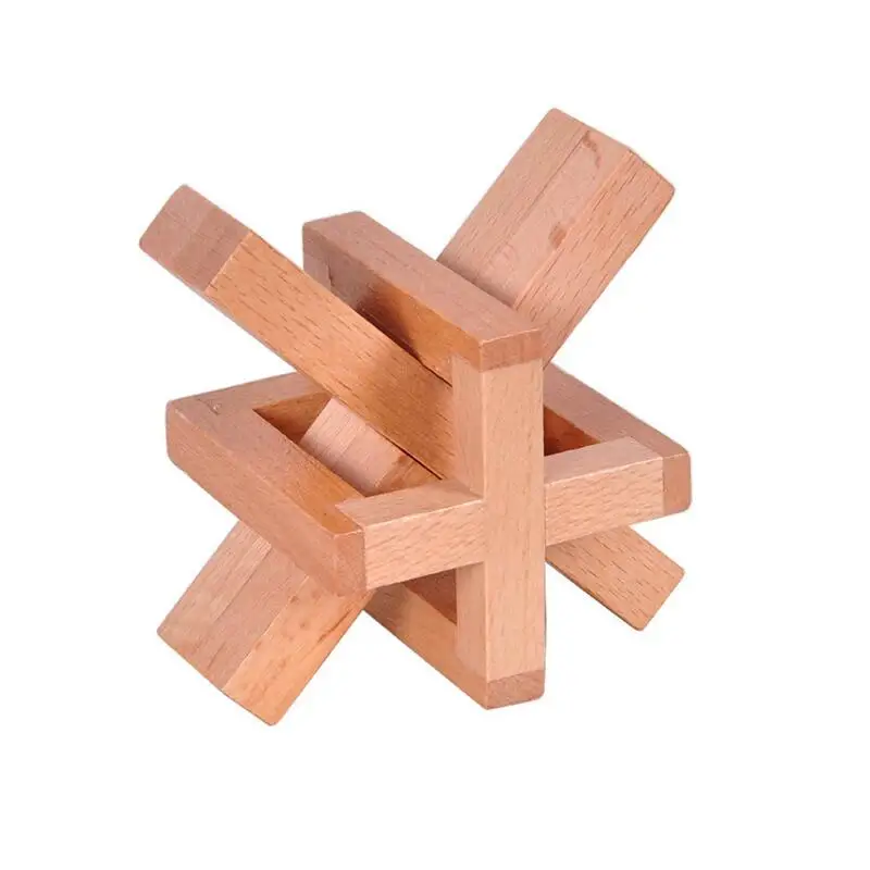 Beech Wood IQ Brain Teaser Puzzle Game Traditional Mind Wooden Puzzles
