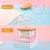 1Pcs Cotton Swab Holder, Cotton Swab Dispenser with Bamboo Lids,Bamboo Bathroom Storage Jars Storage Containers Clear Plastic 2
