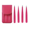 Stainless Steel Eyebrow Tweezers Point Tip/Slant Tip/Flat Tip Hair Removal Makeup Tool Kits With Bag 4