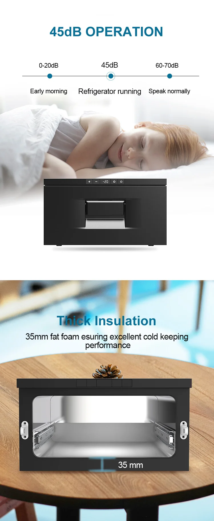 Description Picture 5 of itemAlpicool D30 RV fridge mini outdoor car truck drawer fridge 12v dc dual use cooler compressor freezer car refrigerator