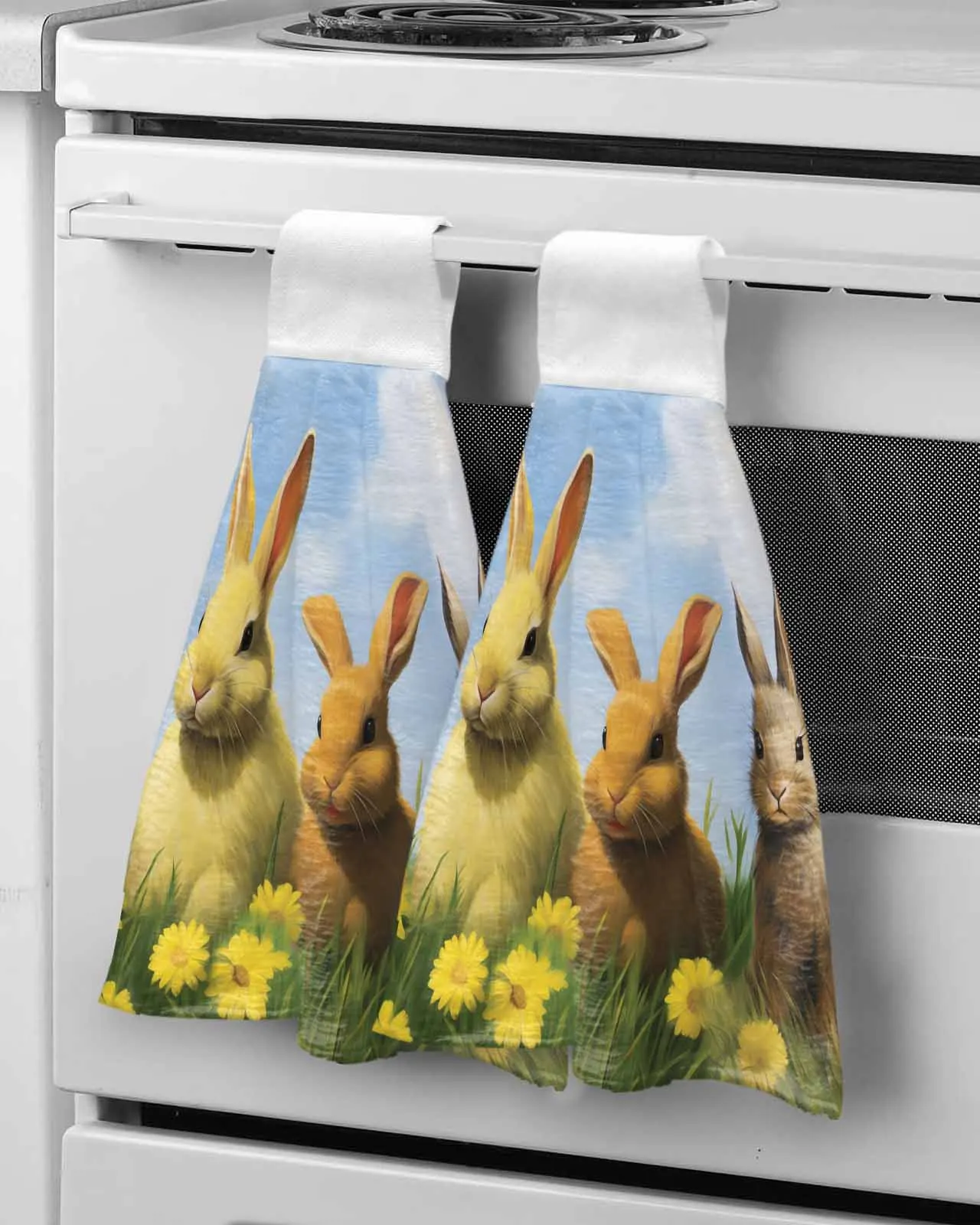 

Easter Egg Bunny Daisy Hand Towels Kitchen Bathroom Hanging Cloth Quick Dry Soft Absorbent Microfiber Towels