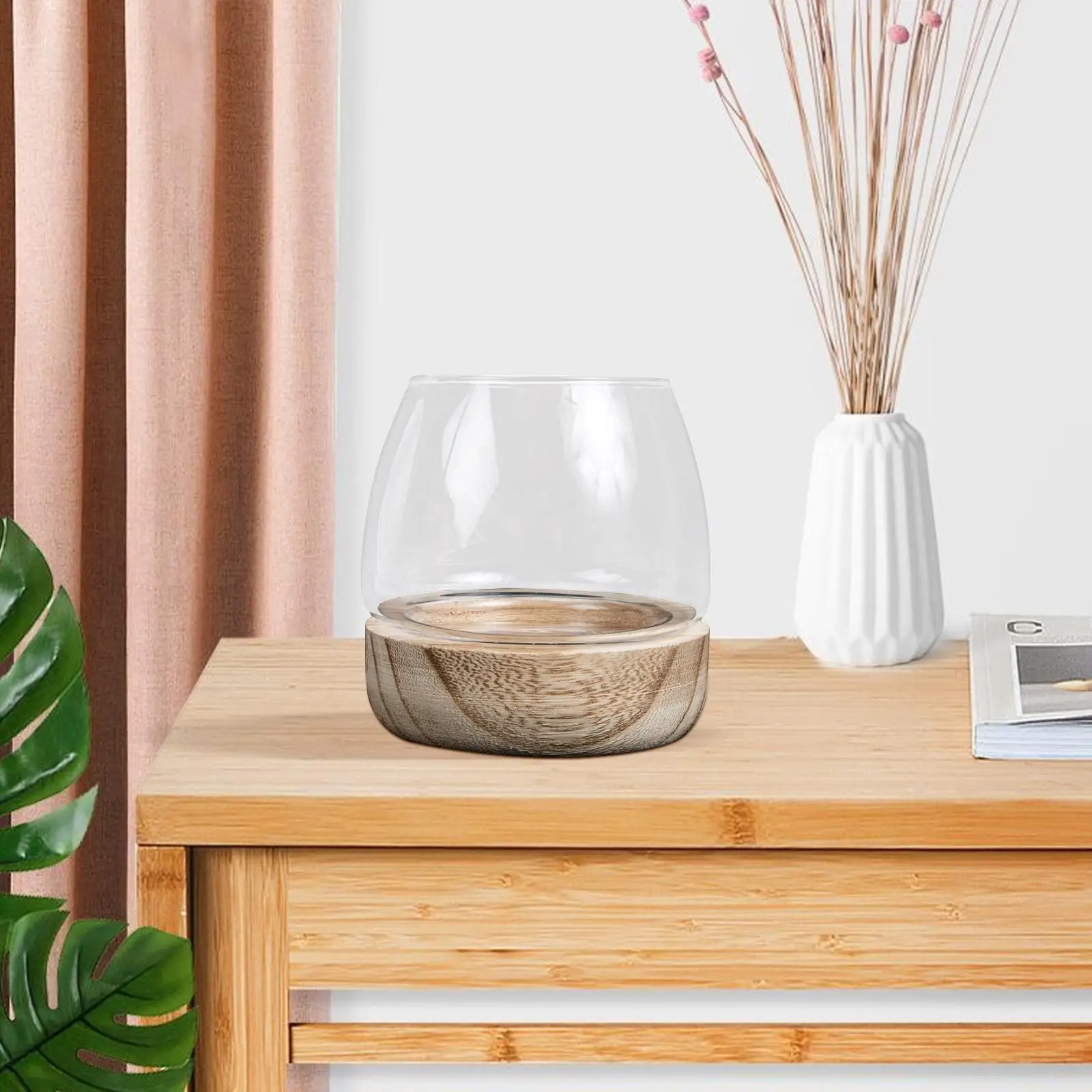 Glass Vase Fish Tank Wooden Base Home Decor Small chid Planter Aquarium Storage 50ml Plant Terrariums Bottle 2