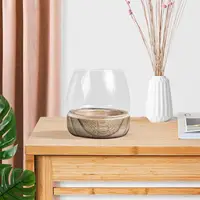 Glass Vase Fish Tank Wooden Base Home Decor Small chid Planter Aquarium Storage 50ml Plant Terrariums Bottle 2