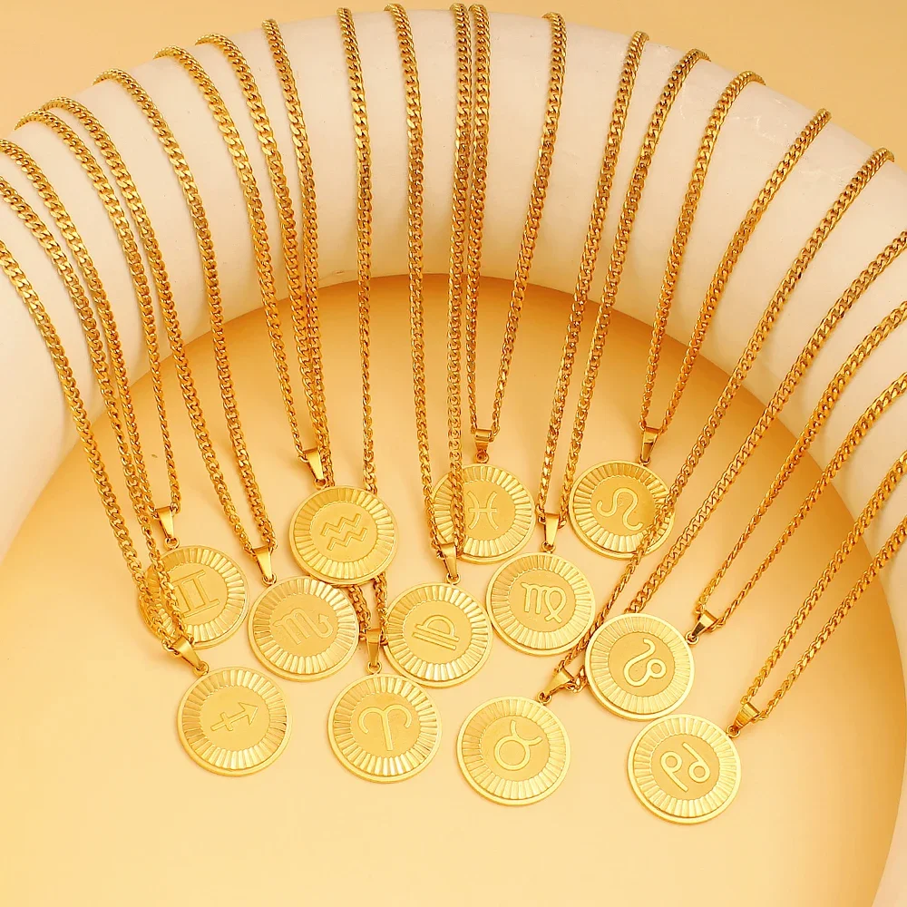 

Женская цепочка с подвеской в виде знака зодиака, из нержавеющей стали