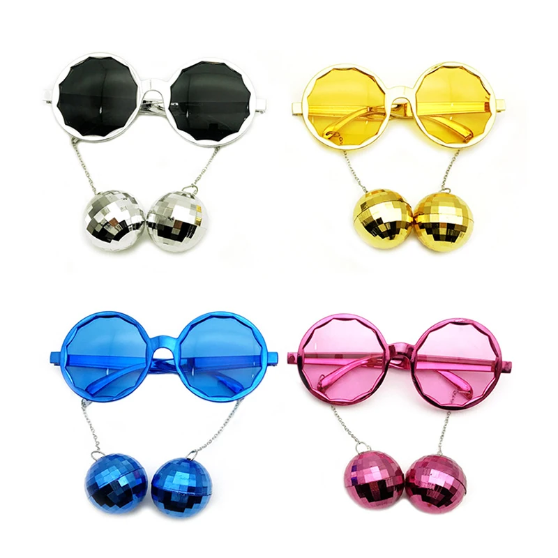 Vintage-Inspired Disco Pendant Mirror Ball Glasses for Retro Theme Parties and Events