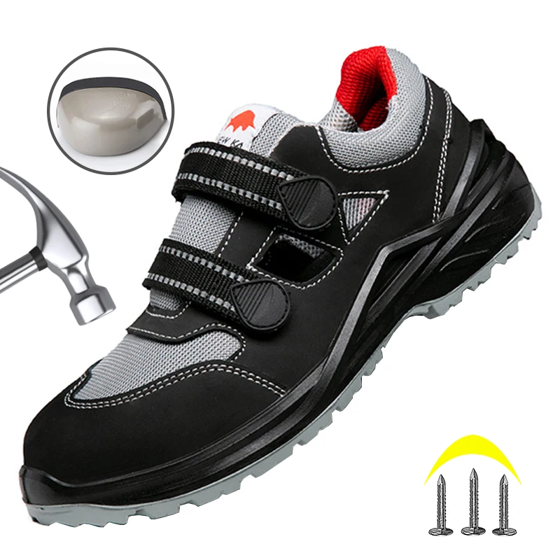 

Summer Safety Shoes Breathable Security Protection Shoes Indestructible Anti-smash Steel Toe Shoes Sneakers Men Women Work Boots